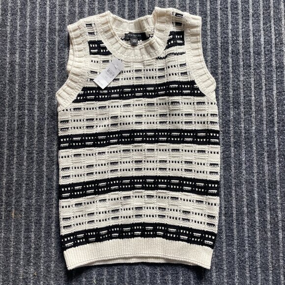 Ann Taylor Sweaters - Ann Taylor Sweater Vest Tank Top Size XS NWT Black and White Cotton Blend